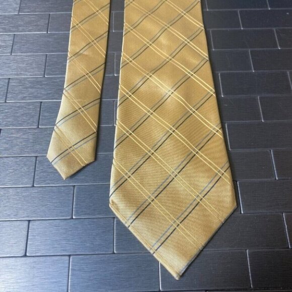 Dockers 59"x4" Neck Tie Mens Yellow Plaid Design Business Casual Office Church - Picture 1 of 4
